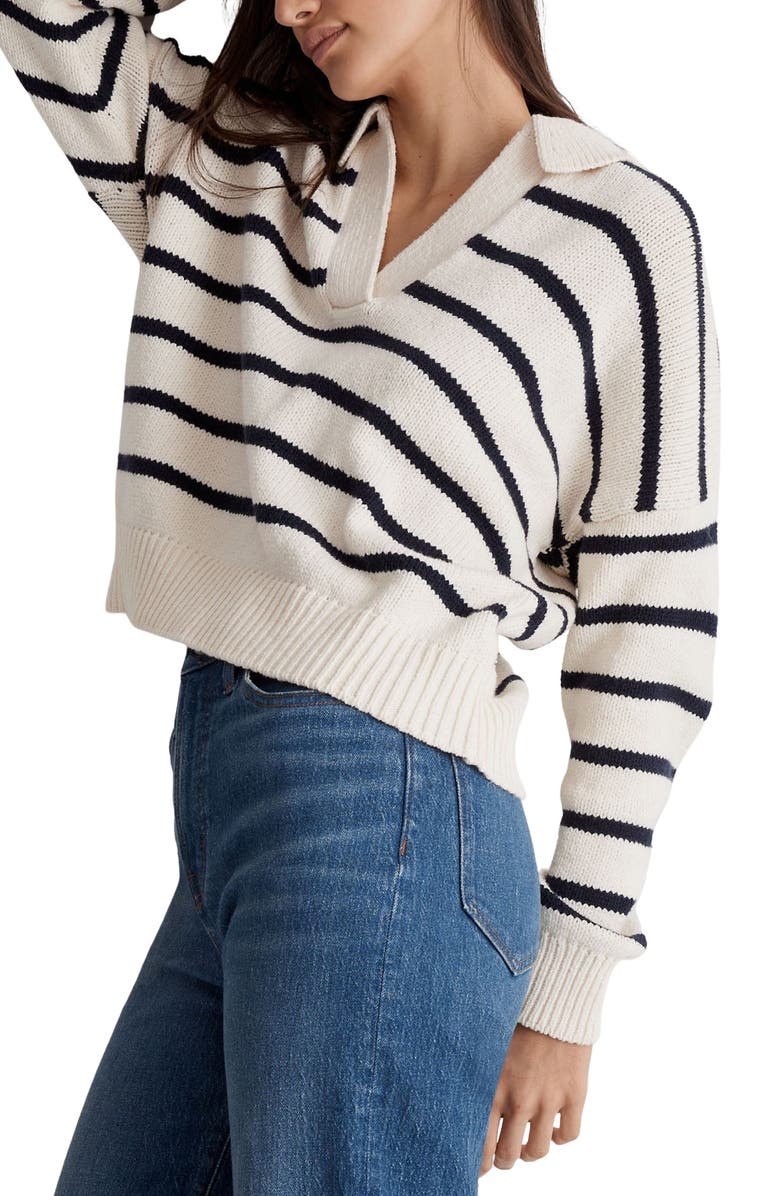 Madewell Dedham Stripe Polo Sweater, Alternate, color, 