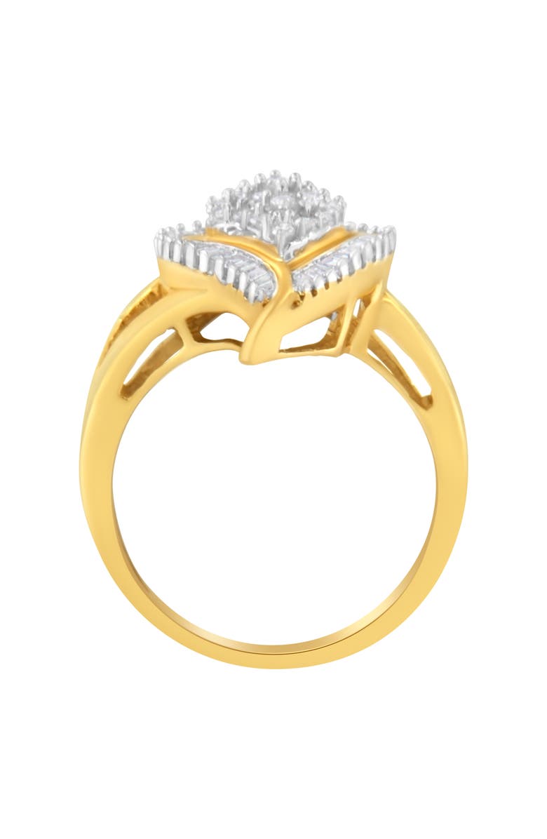 Haus of Brilliance 10K Yellow Gold 1/2 Cttw Diamond Curved Pear Cluster Ring, Alternate, color, Yellow Gold