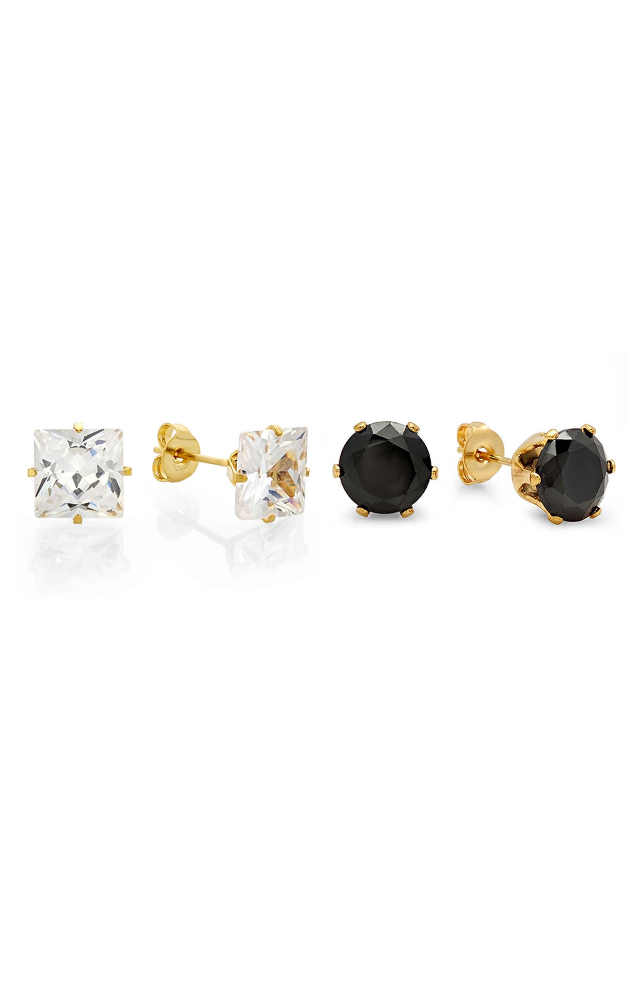 Set of 2 18k Gold Plated Cubic Zirconia Stud Earrings
