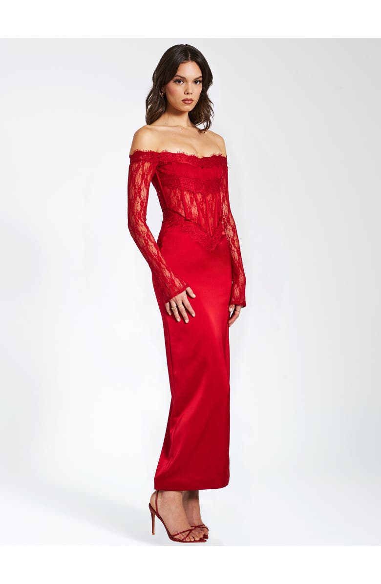 Miss Circle Nessa Lace Satin Corset Maxi Dress, Alternate, color,