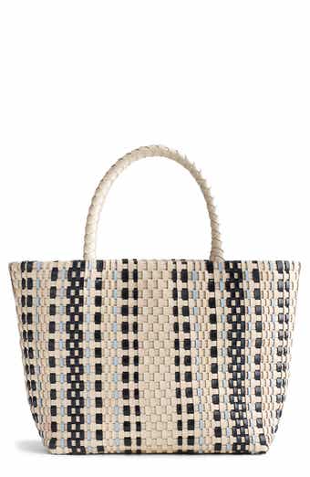 Madewell Leather Stripe Mini Woven Tote