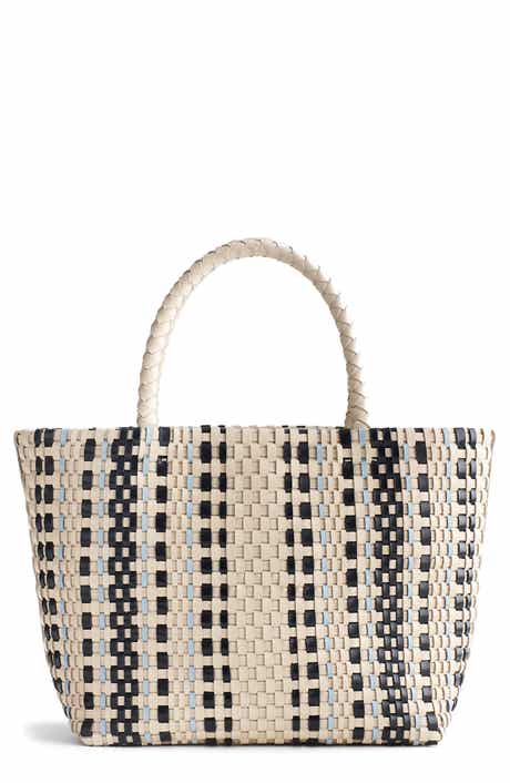 Madewell Leather Stripe Mini Woven Tote
