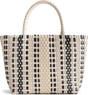 Madewell Leather Stripe Mini Woven Tote