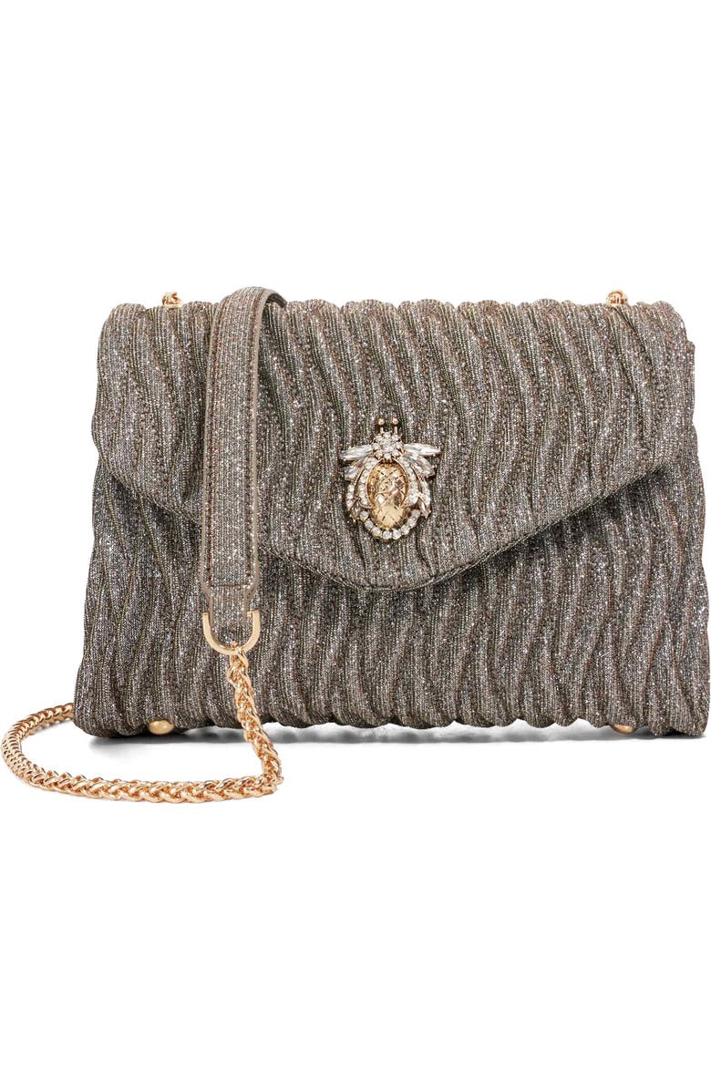 Dune London Darling Matelassé Suede Crossbody Bag, Main, color, Bronze