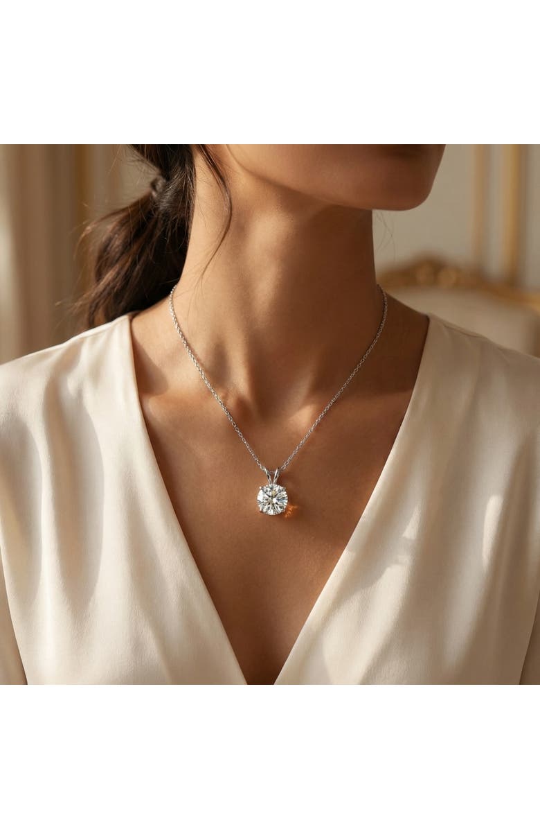 Bliss Diamond Certified 3.00Ct Diamond Pendant 14k Gold Lab Grown Necklace, Alternate, color, 14K White Gold