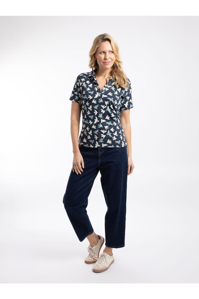 Rhenena Printed Jersey Polo Shirt, Alternate, color, Midnight
