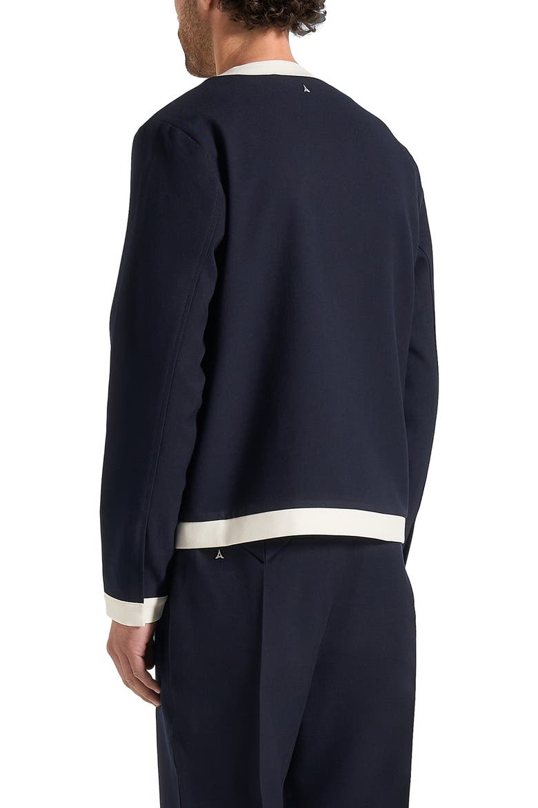 Clovis Tailored Cardigan With Contrast Placket, Alternate, color, Navy/White