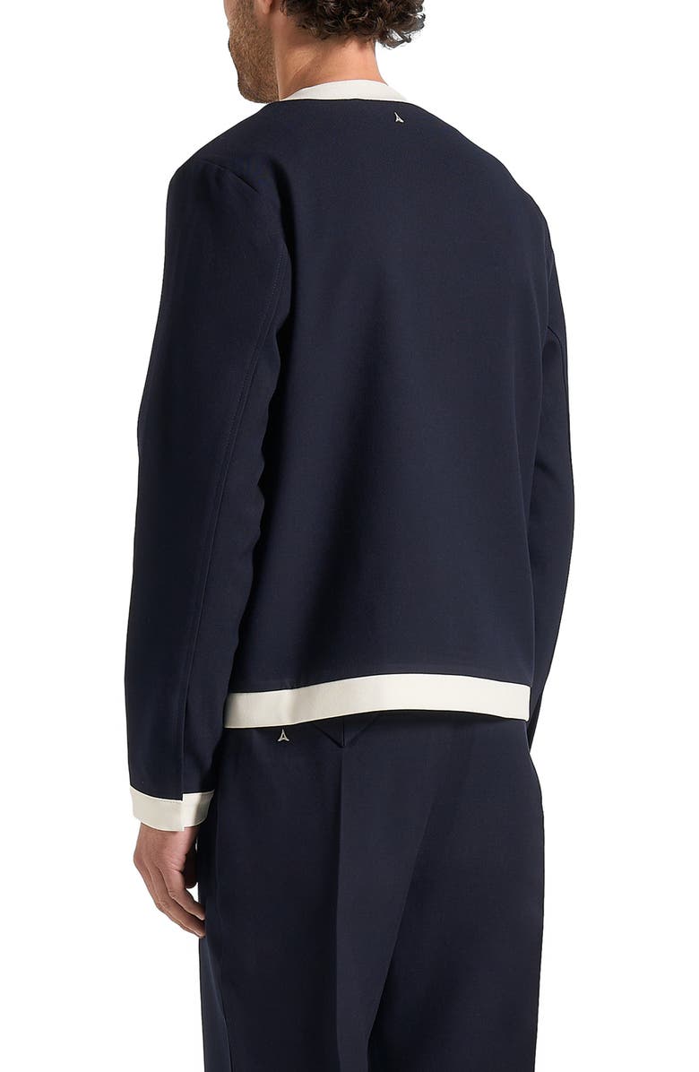 Manière De Voir Clovis Tailored Cardigan With Contrast Placket, Alternate, color, Navy/White