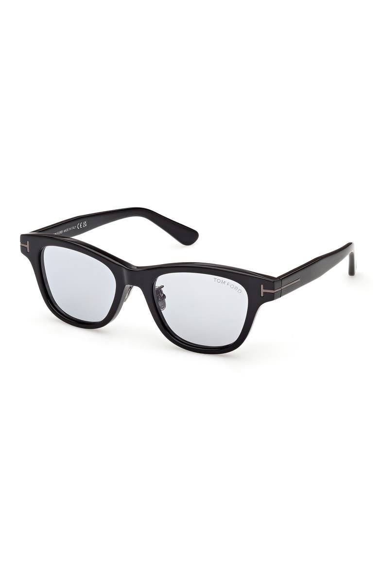 52mm Square Sunglasses, Alternate, color, SHINY BLACK / SMOKE