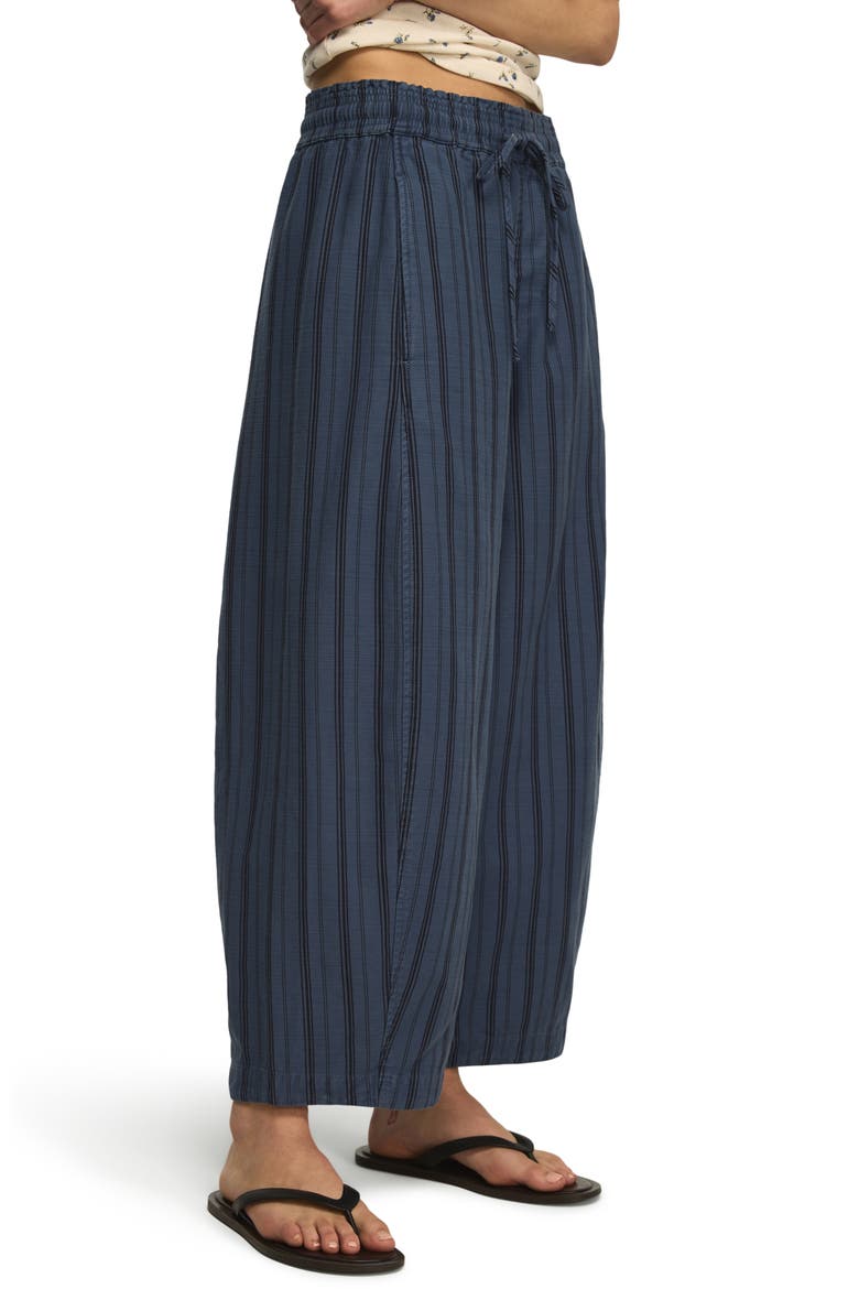 Stripe Cotton Blend Barrel Leg Pants, Alternate, color, BLUE STRIPE