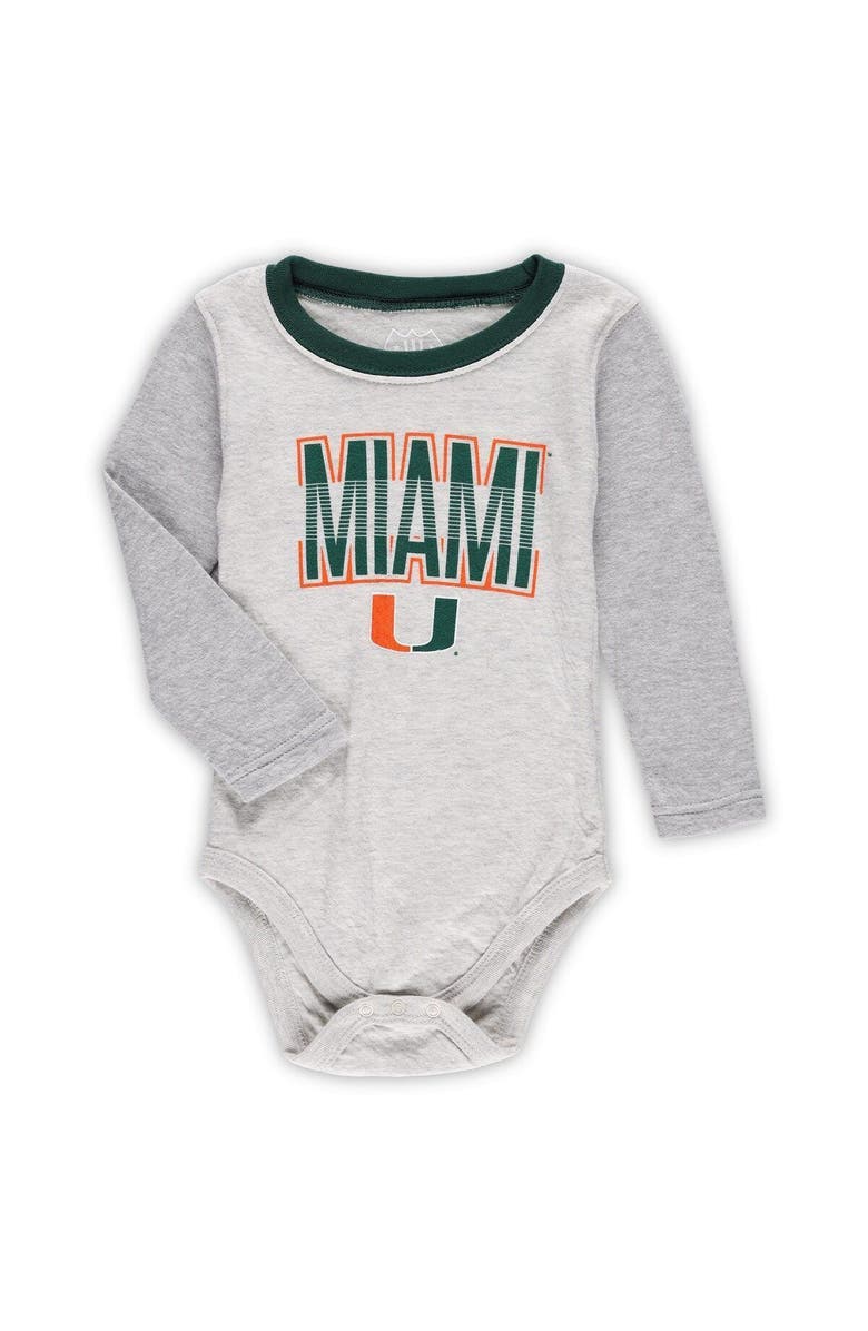 Wes & Willy Infant Wes & Willy Heather Gray Miami Hurricanes Jie Jie Long Sleeve Bodysuit & Pants Set, Alternate, color, Orange