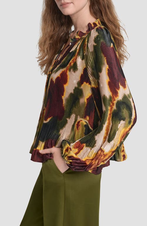 Dkny Print Pleated Top In Multi