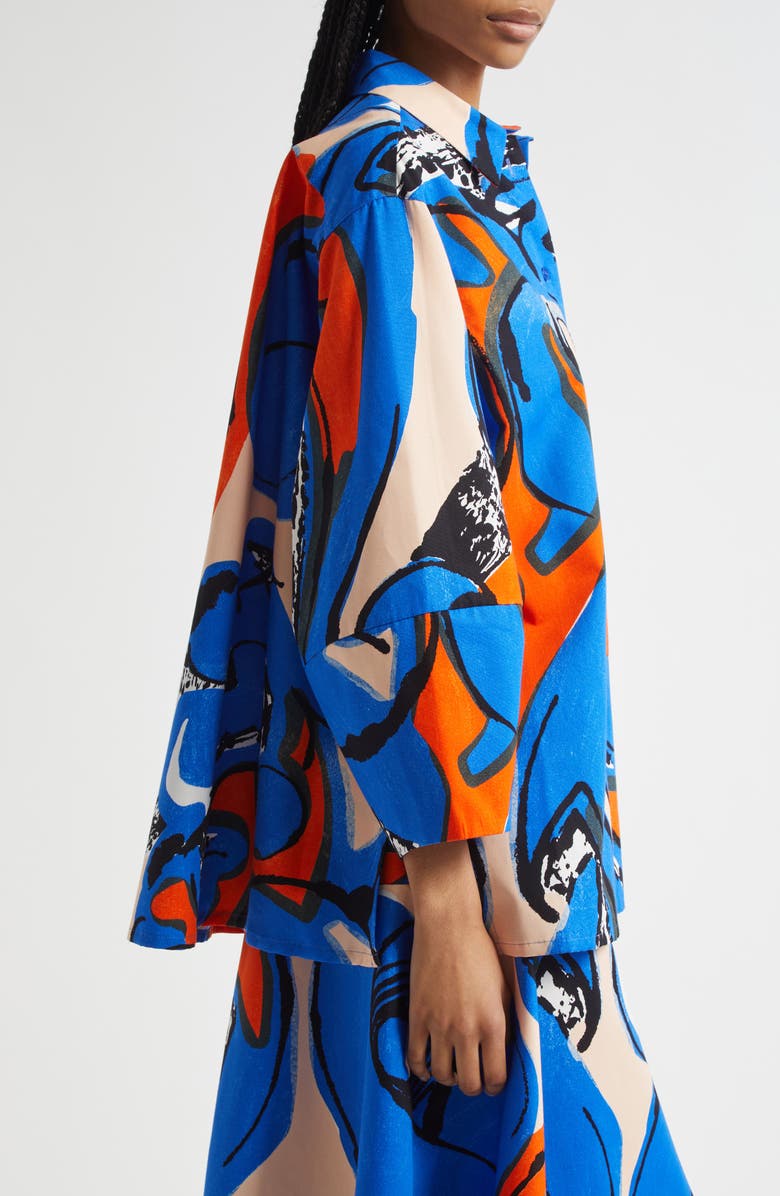 Marimekko Kukkavera Eldfamn Cotton Button-Up Shirt, Alternate, color, 