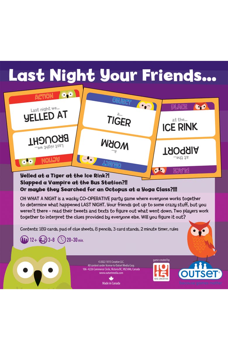 Outset Oh What A Night Cooperative Family Party Game, 38 Players, Alternate, color, Multicolored