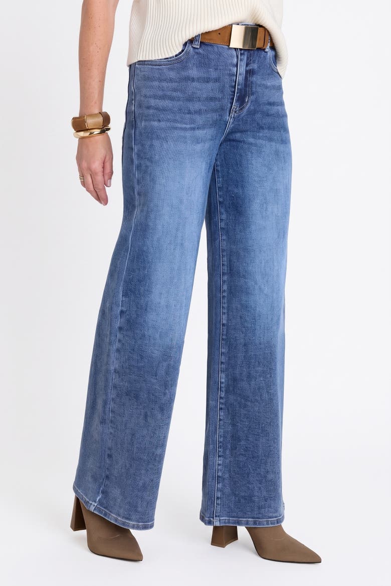 Celeste Slim Palazzo Jeans, Alternate, color, Medium Blue