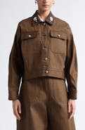 Simone Rocha Embellished Crop Utility Pocket Denim Workwear Jacket
