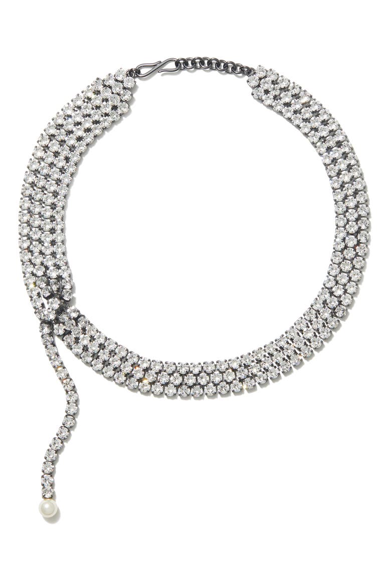 Moondance Faux Pearl Collar Necklace, Main, color, HEMATITE / CRYSTAL / CREAM