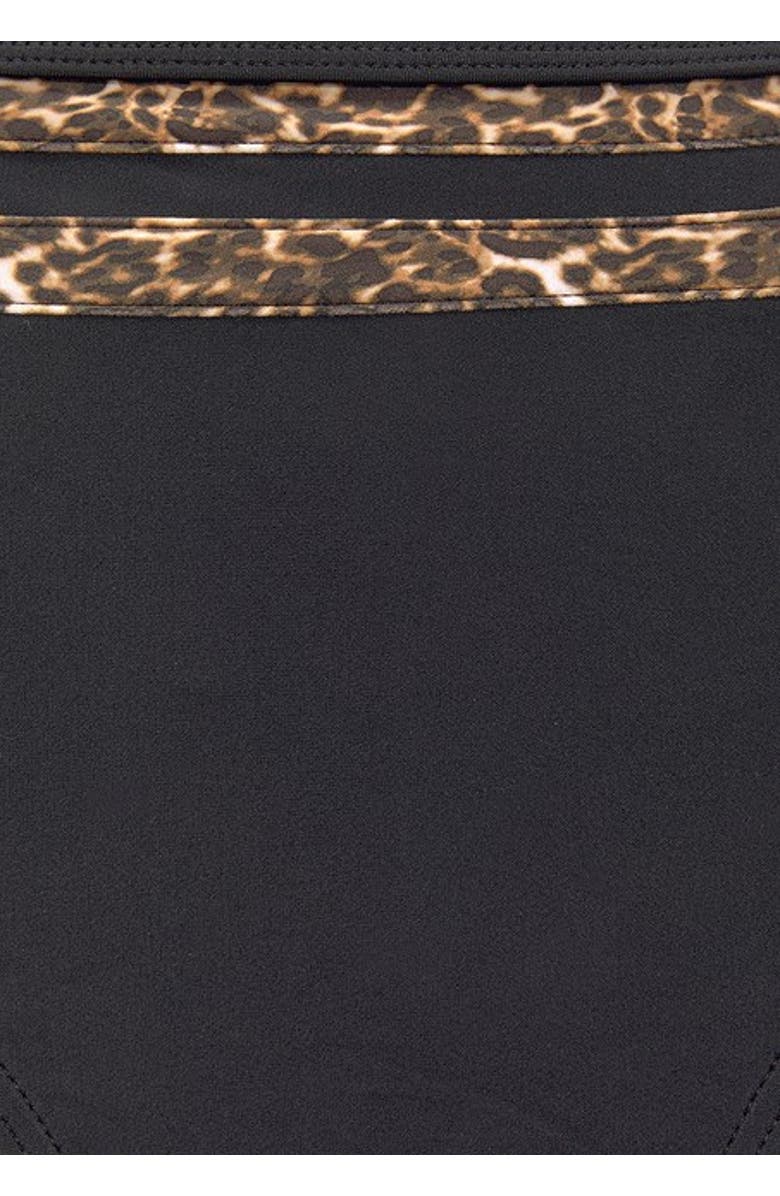 LASCANA Leopard Trim Mid Rise Bikini Bottom, Alternate, color, Leopard Black
