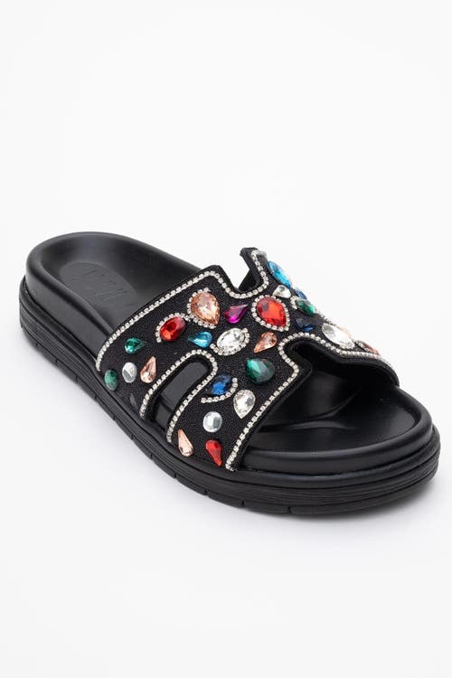 Forever & Always Shoes Denilla Leather Embellished Slide Sandal