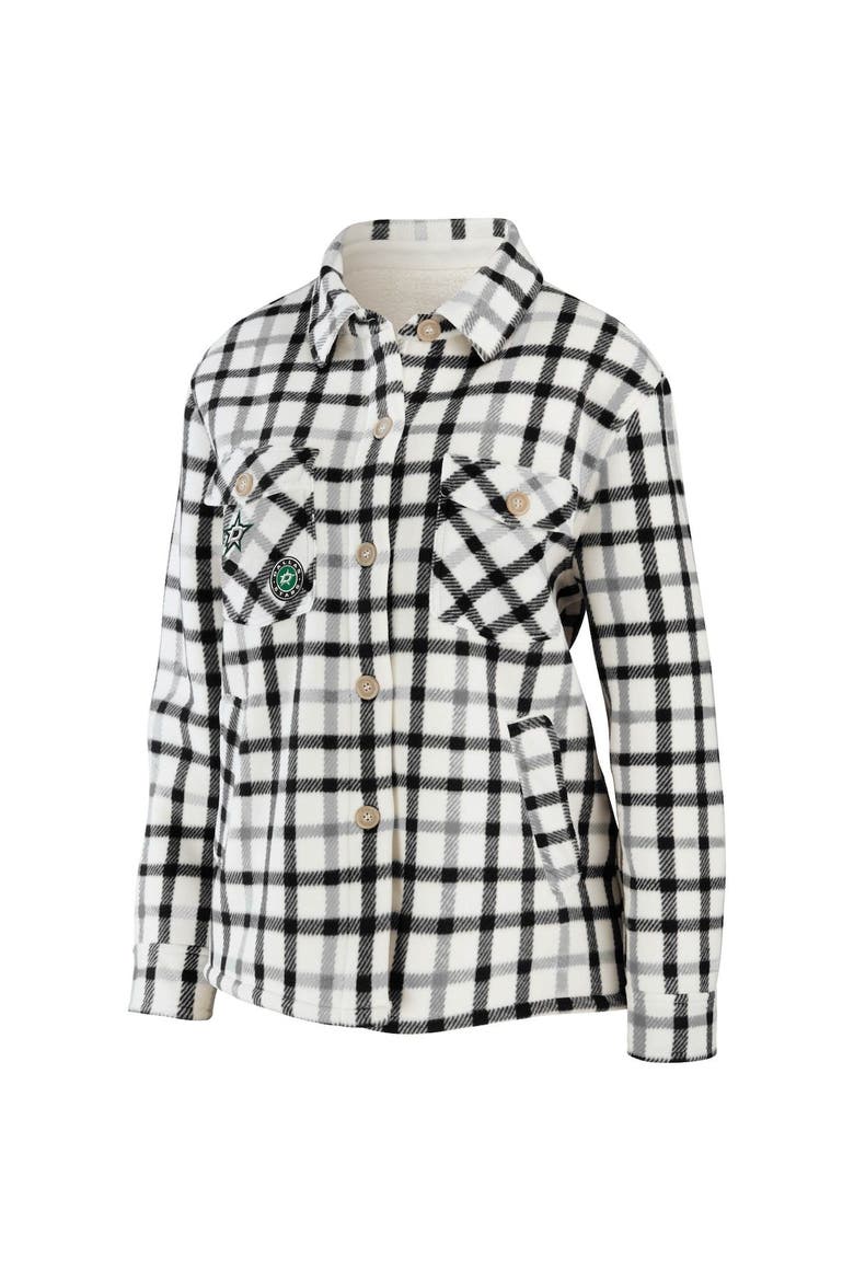 Women's WEAR by Erin Andrews Oatmeal Dallas Stars Plaid Button-Up Shirt Jacket, Alternate, color, Oatmeal