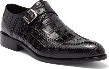 Richards Croc-Embossed Monk Strap Shoe