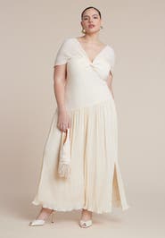 ELOQUII Twist Detail Pleated Chiffon Dress