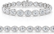 Bliss Diamond 15Ct TW East West Oval Bezel Diamond Tennis Bracelet 14k Gold 7" Lab Grown