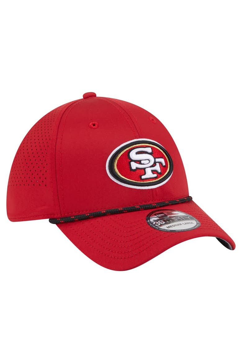 Men's New Era Scarlet San Francisco 49ers Perforated 39THIRTY Flex Hat, Alternate, color, Scarlet