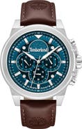Timberland Fast Strike Chronograph Leather Strap Watch, 46mm