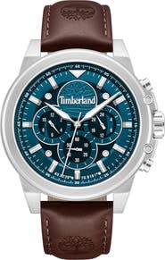 Timberland Fast Strike Chronograph Leather Strap Watch, 46mm