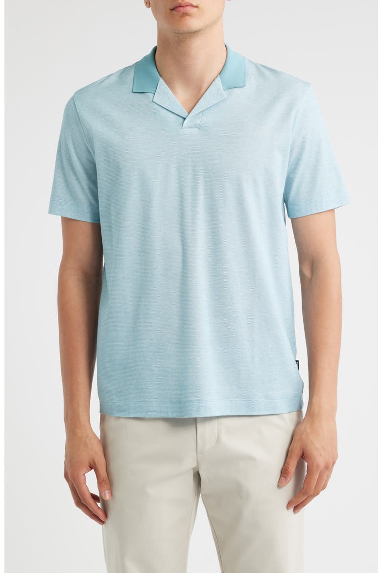 Pye Textured Johnny Collar Polo, Main, color, LIGHT BLUE