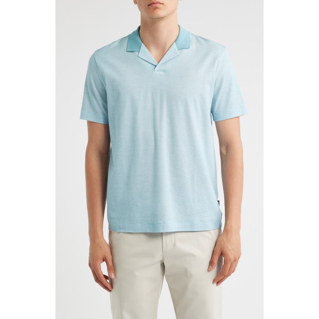 Hugo Boss Boss Pye Textured Johnny Collar Polo In Blue