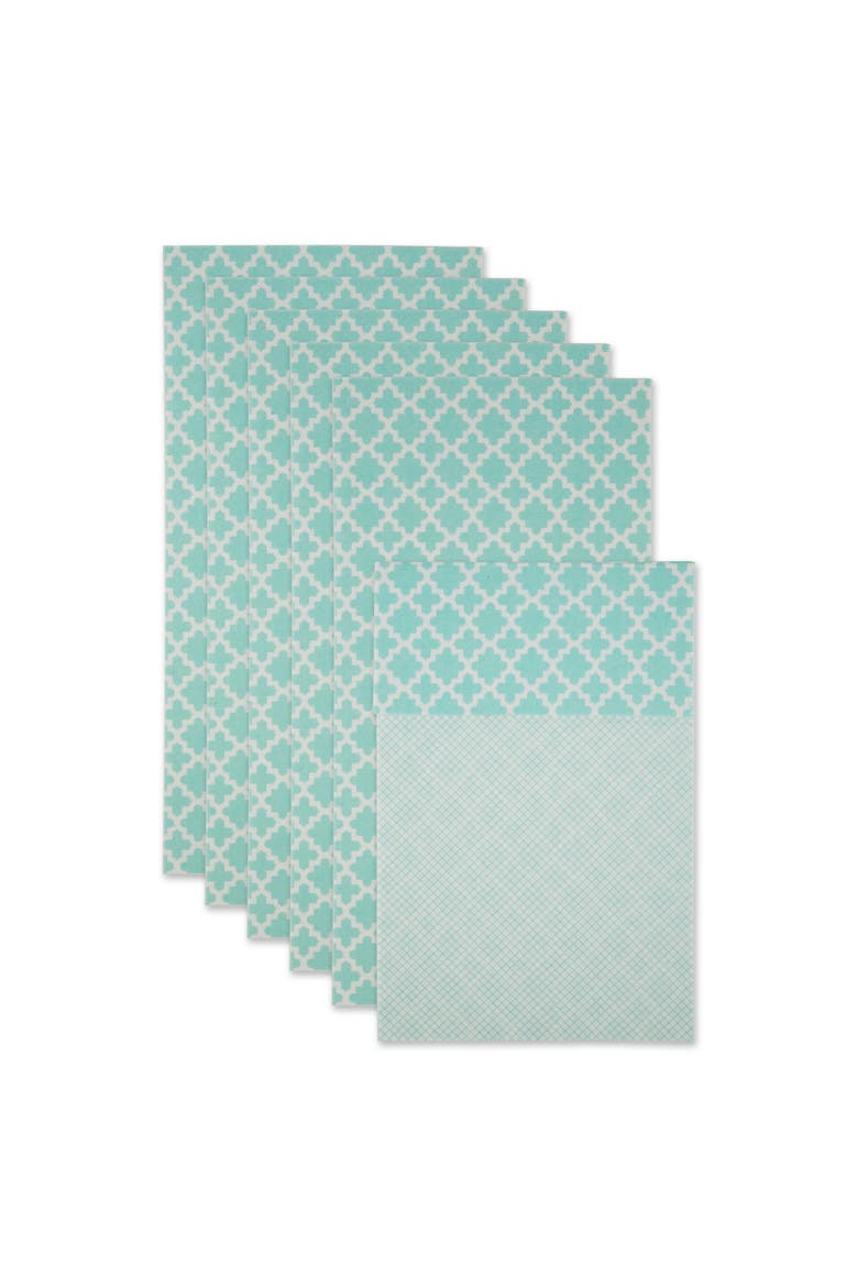 Lattice Print Reusable Fridge Liner Set/6, Main, color, Aqua