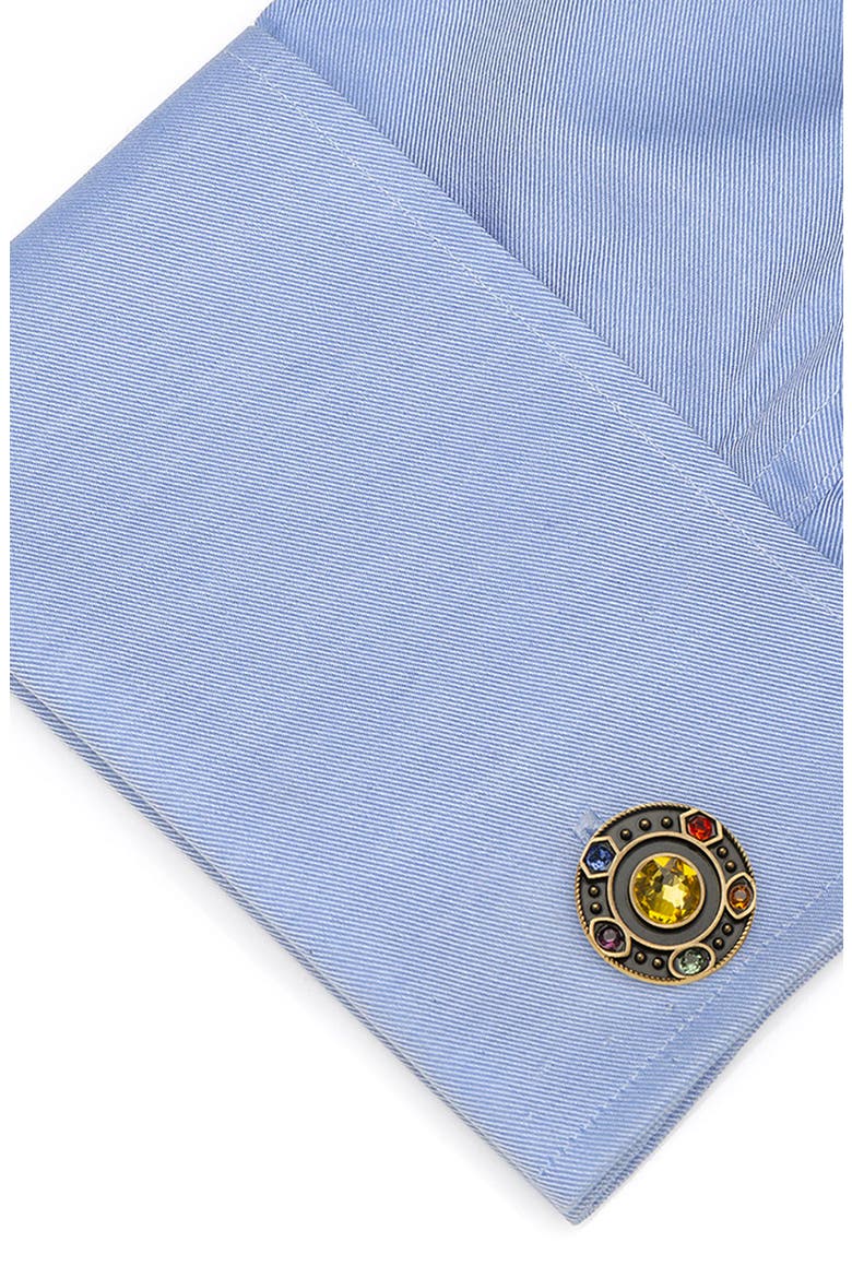 Infinity Stones Cuff Links & Lapel Pin Set, Alternate, color, GOLD