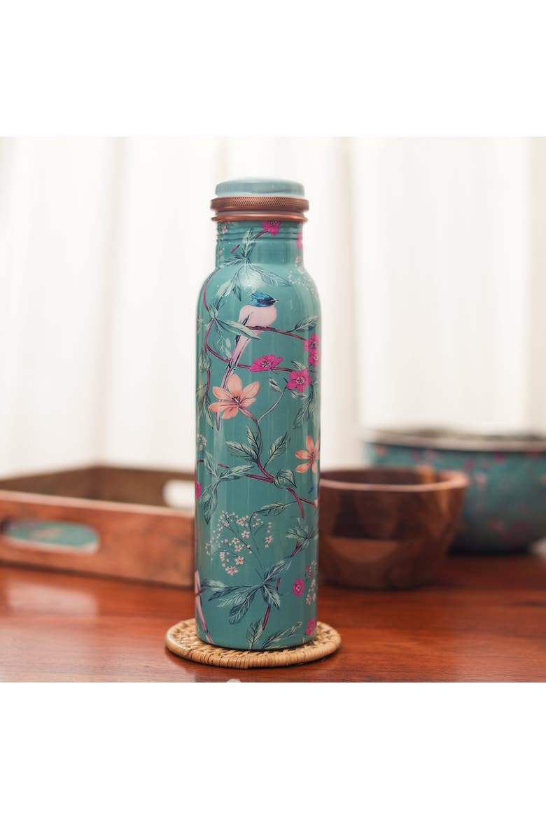 Aqua Flora Copper Water Bottle, Alternate, color, Aqua Flora