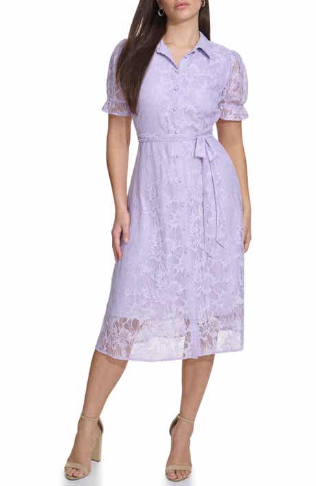 Kensie Floral Lace Short Sleeve Shirtdress