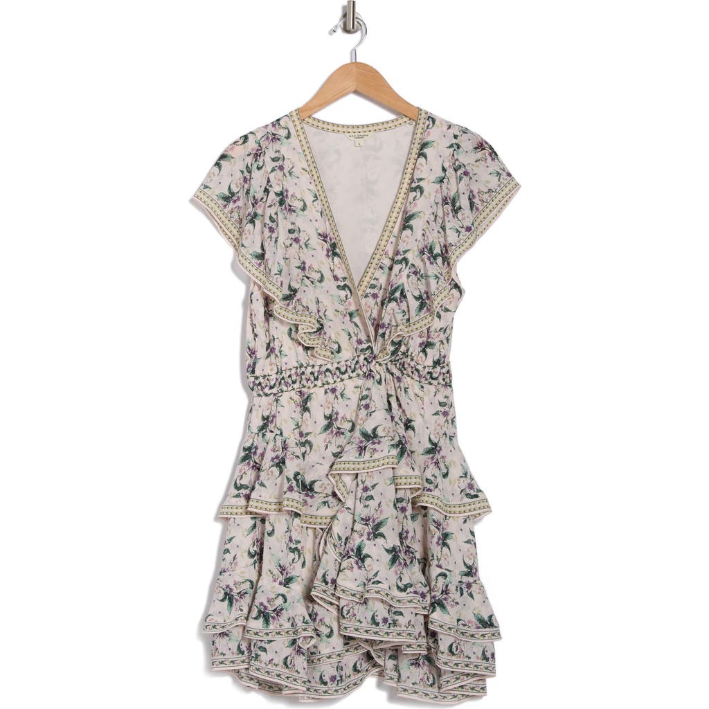 Max Studio Floral Ruffle Minidress In Pink Cream Liliosa Strands