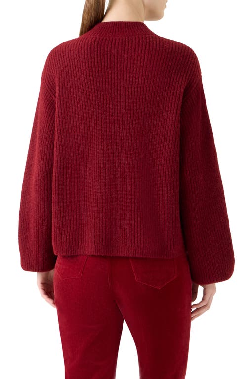 Akris Punto Mock-neck Blouson-sleeve Alpaca Wool Rib Sweater In Red