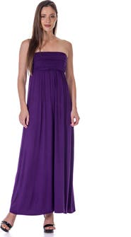 24seven Comfort Apparel Strapless Empire Waist Maxi Dress