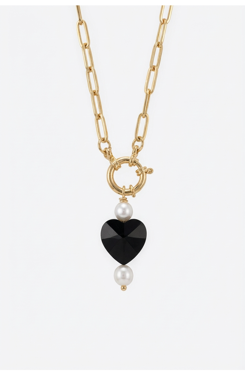 Joey Baby Heart Drop 18K Gold Plated Chain Necklace And Hoop Earring Set, Alternate, color, Metallic Gold