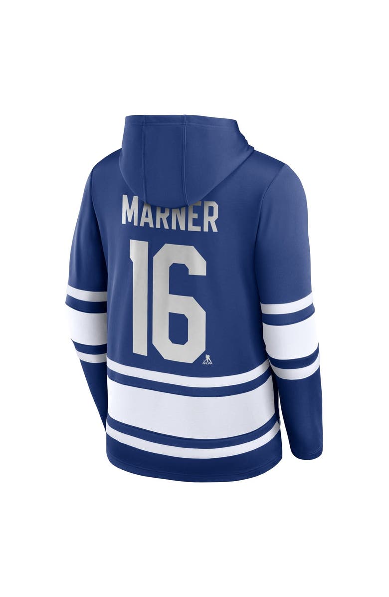 FANATICS Men's Fanatics Branded Mitch Marner Blue Toronto Maple Leafs Name & Number Lace-Up Pullover Hoodie, Alternate, color, Blue