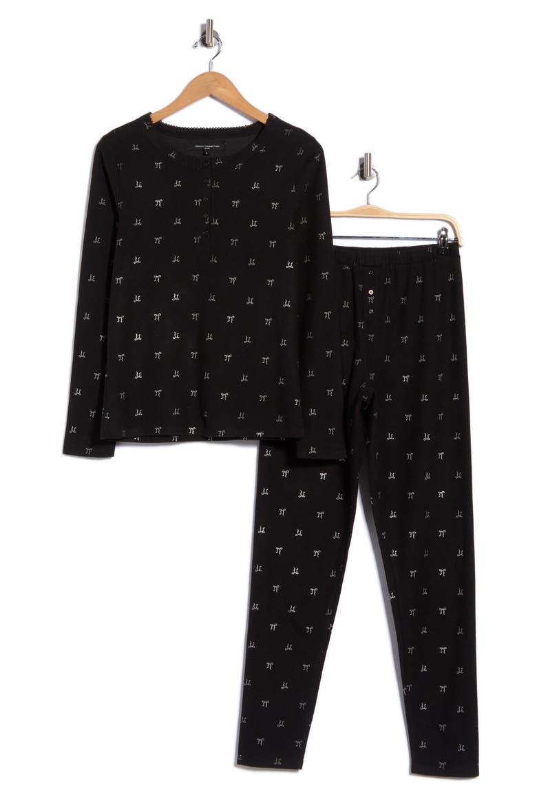 Bow Print Jersey Pajamas, Main, color, BLACK DITSY