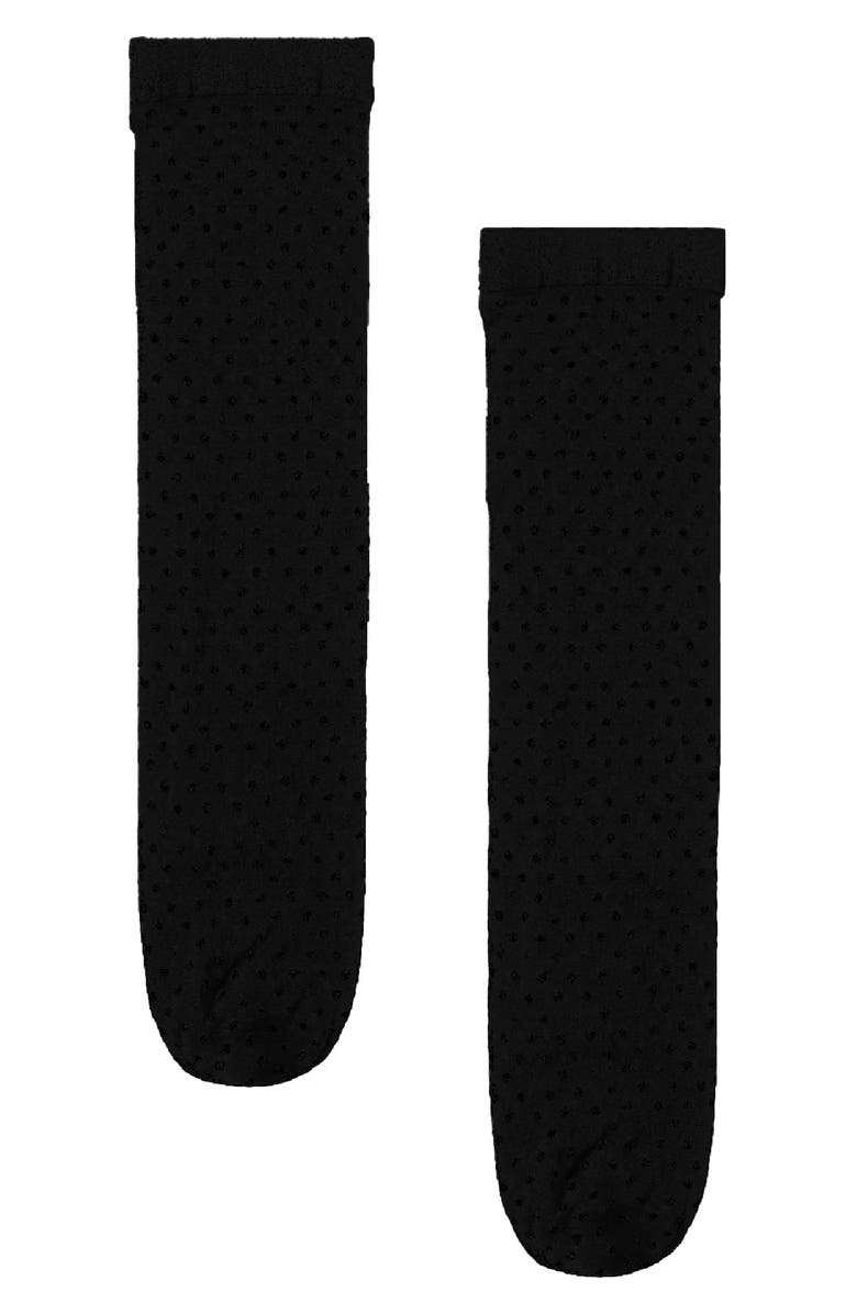 Wolford Dot Crew Socks, Alternate, color, Black/Black