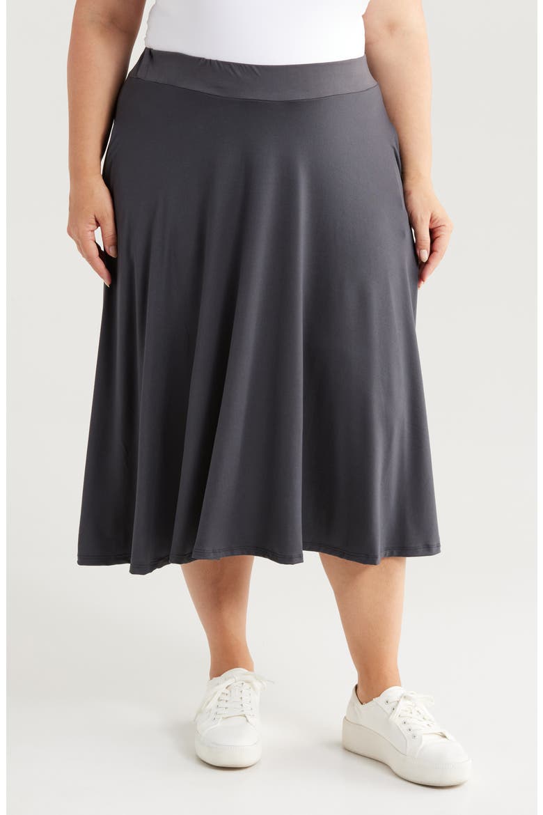 Flowy Jersey Midi Skirt, Main, color, GREY