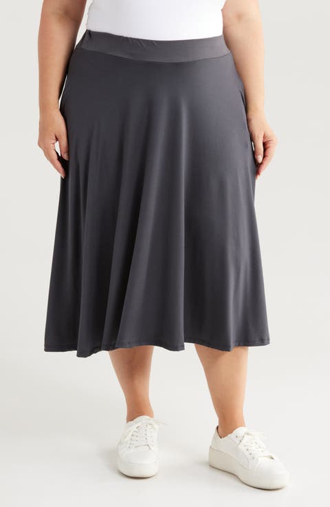 Flowy Jersey Midi Skirt (Plus)