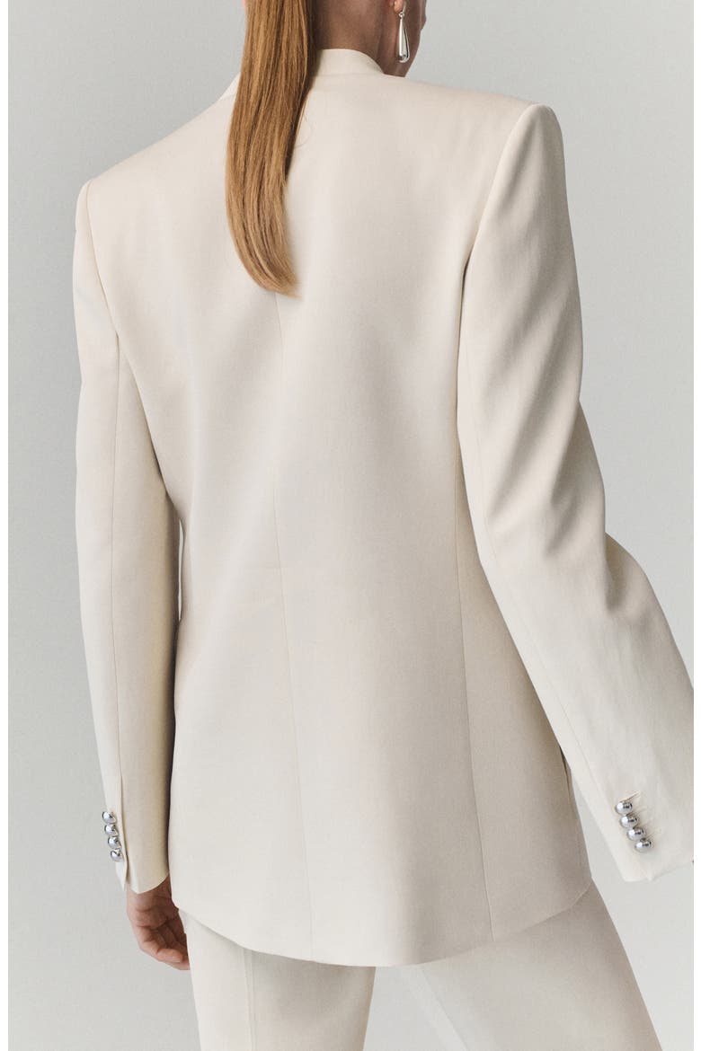Metallic Button Linen Blend Blazer, Alternate, color, VANILLA