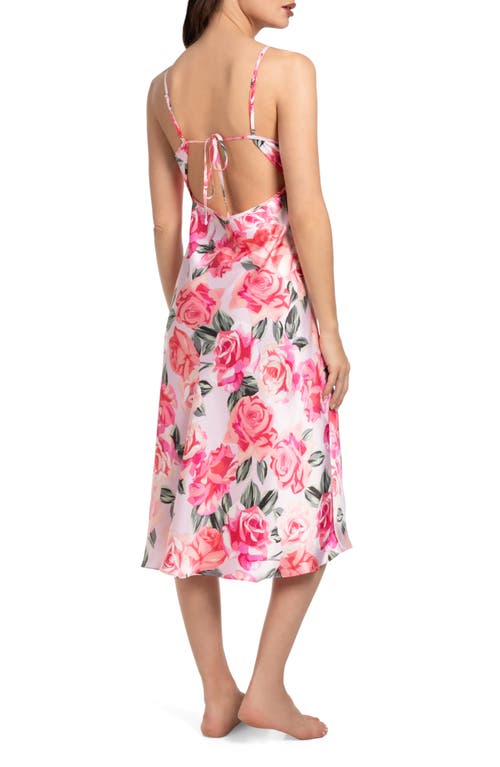 In Bloom By Jonquil Ella Floral Lace Trim Satin Nightgown In Powder Pink