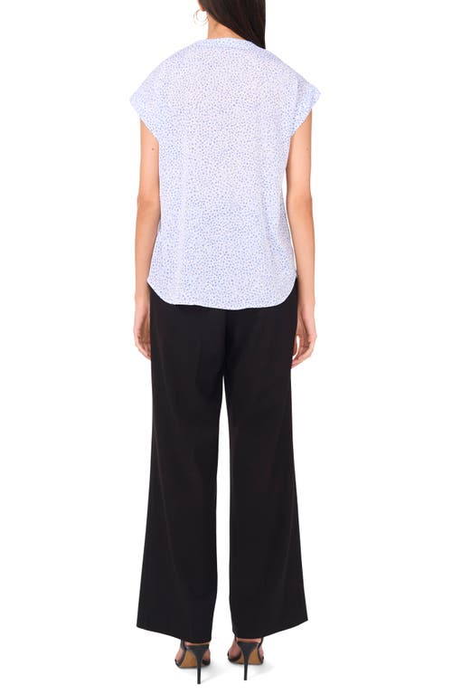 Vince Camuto Dot Print Split Neck Top In Lake Breeze