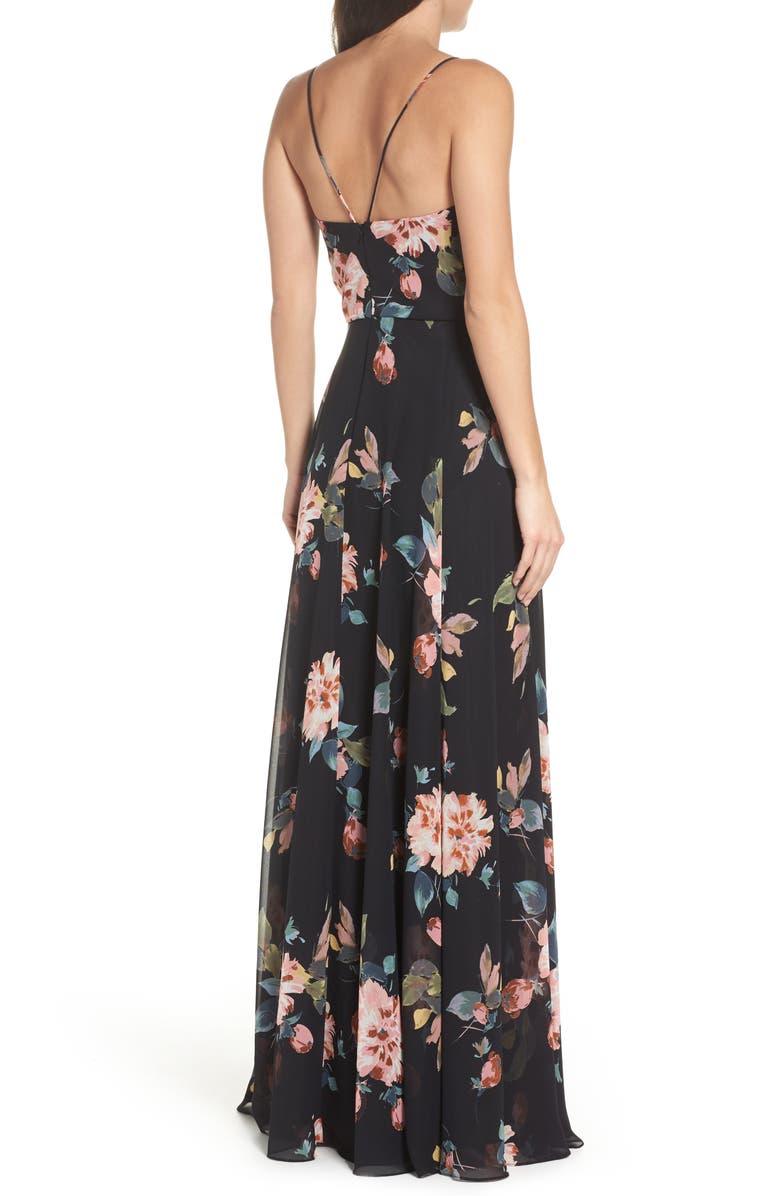 Jenny Yoo Inesse V-Neck Chiffon Gown | Nordstrom