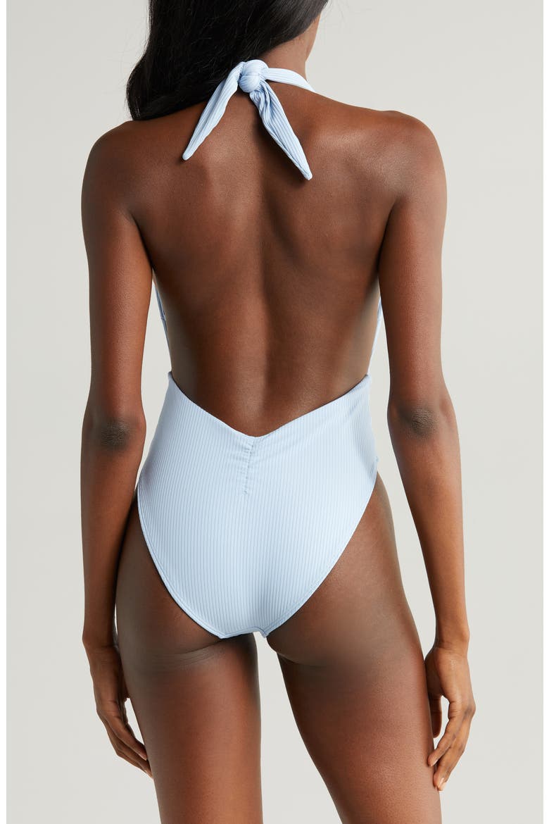 Tropez Rib Tie Waist One-Piece Swimsuit, Alternate, color, PERI RIB